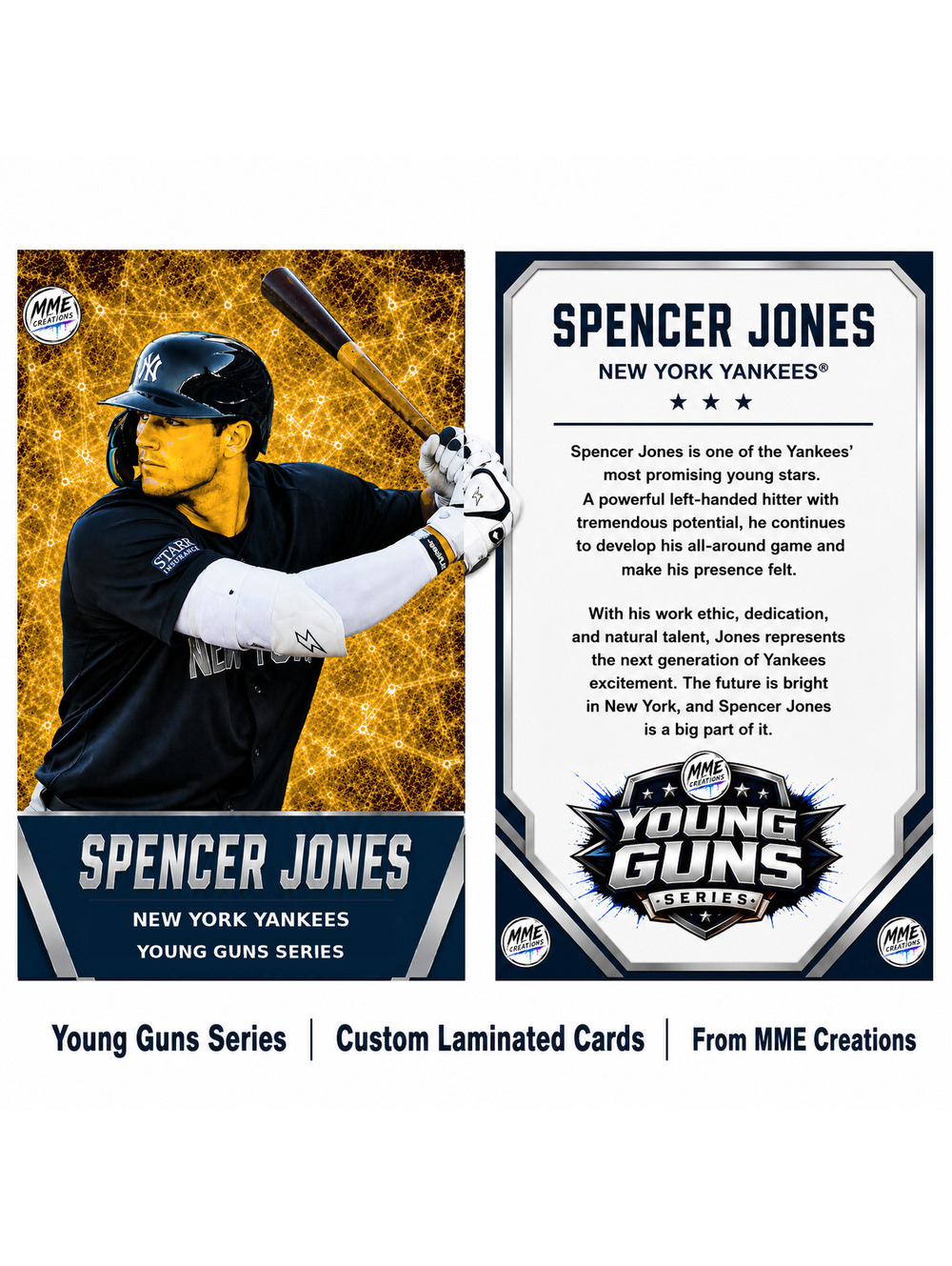 4238 Spencer Jones | Young Guns | Laminated Custom Baseball Card | Gold Ice